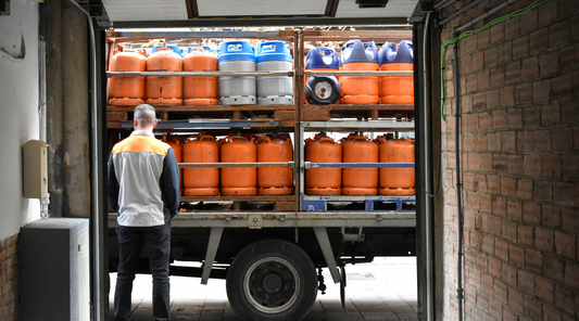 flammable gas cylinders in a truck