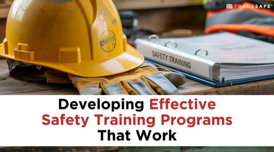 hard hat, gloves, and safety-training binder