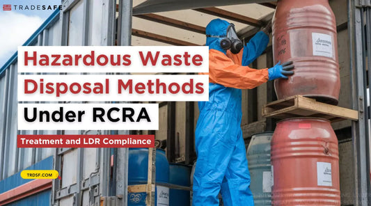 worker loading hazardous waste drums