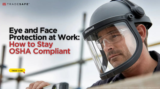 worker wearing safety goggles and face shield