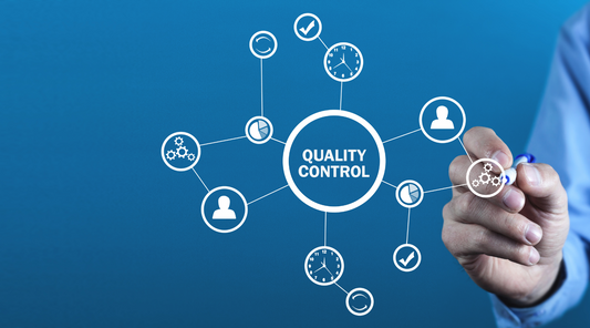 quality control illustration on blue background