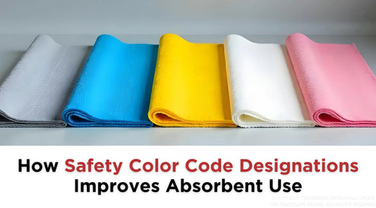 absorbent pads in gray, blue, yellow, white, and pink