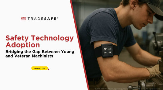 young machinist wearing a smart wearable technology