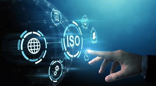 A person interacting with an ISO standards holographic display