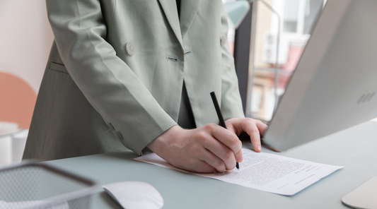 An employee writing an incident report