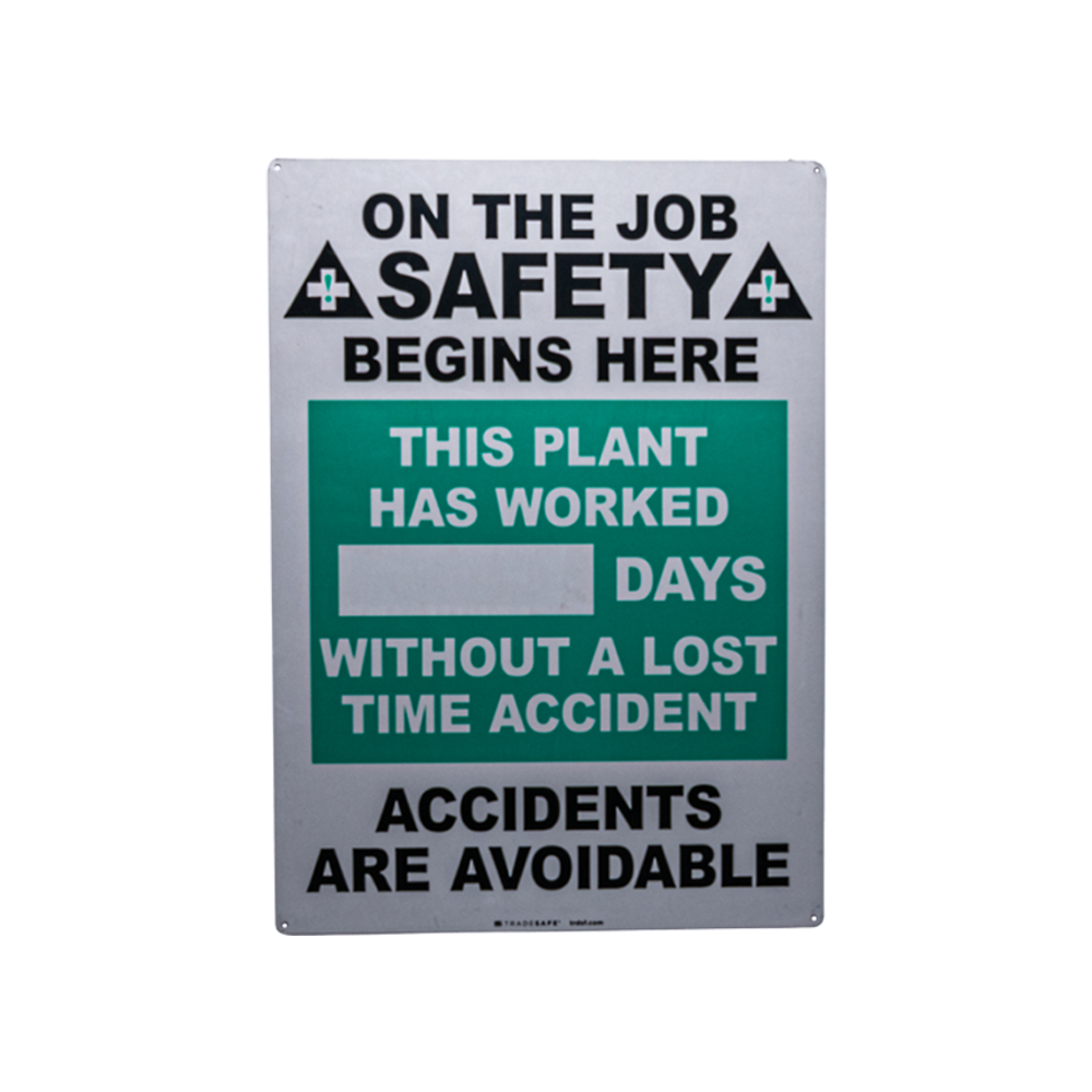 lost time accident aluminum wall sign