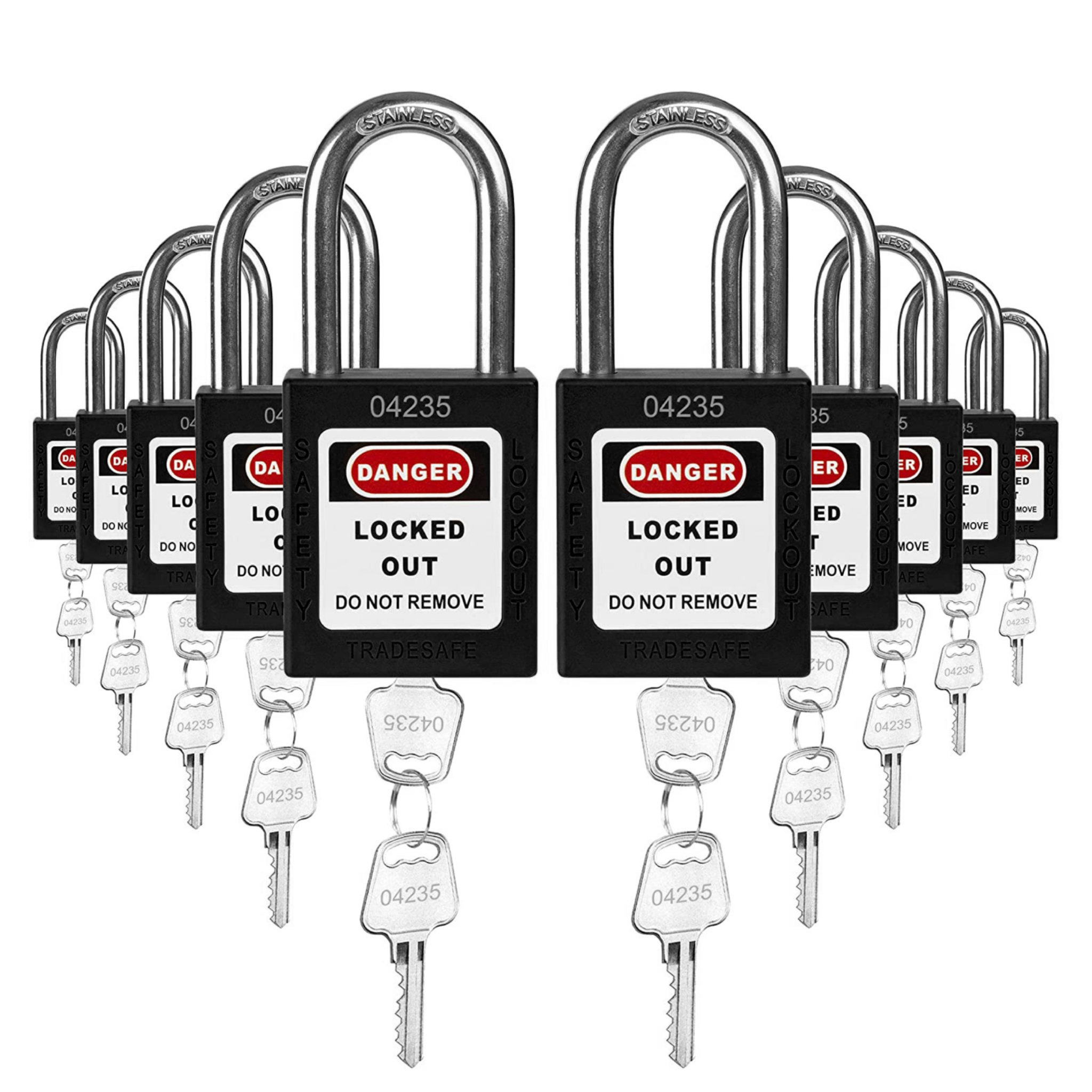 Master Lock Keyed-Alike Padlocks 3-Pack - Extra Long Shackle Outdoor Locks For Gate, Fence & Shed