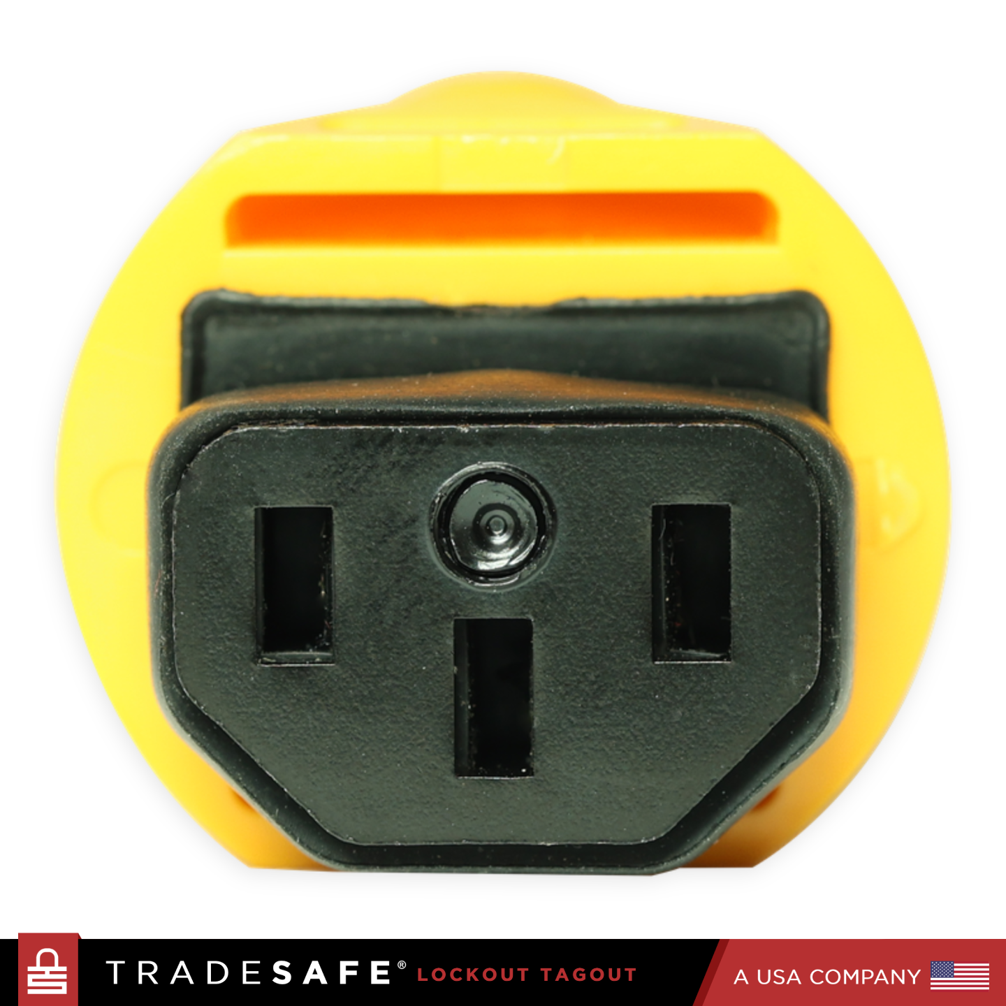 close-up view of the power plug lock's head part