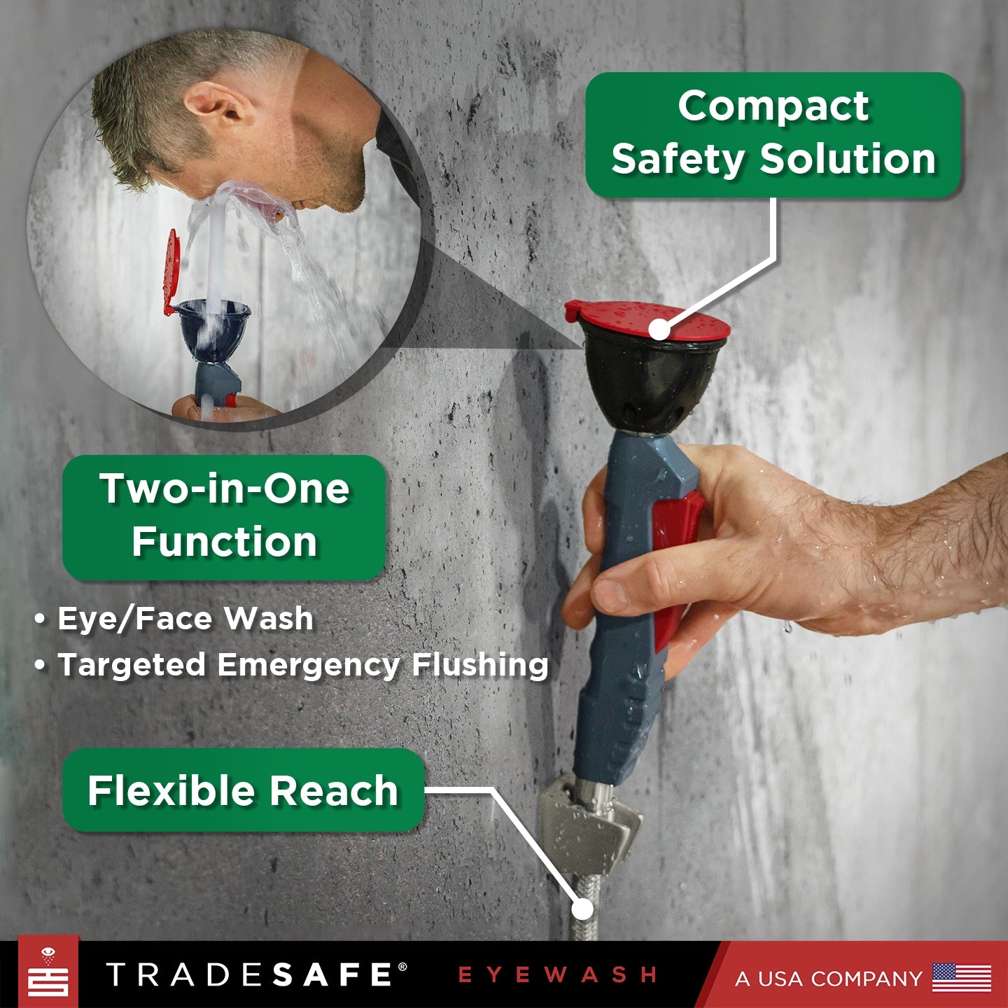 eyewash device functions highlighted