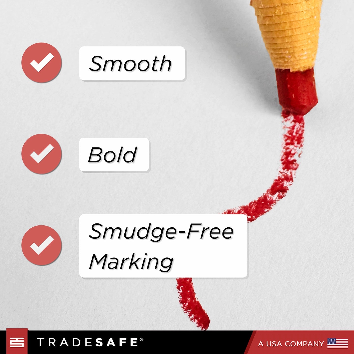 red pencil features smooth bold and smudge free marking