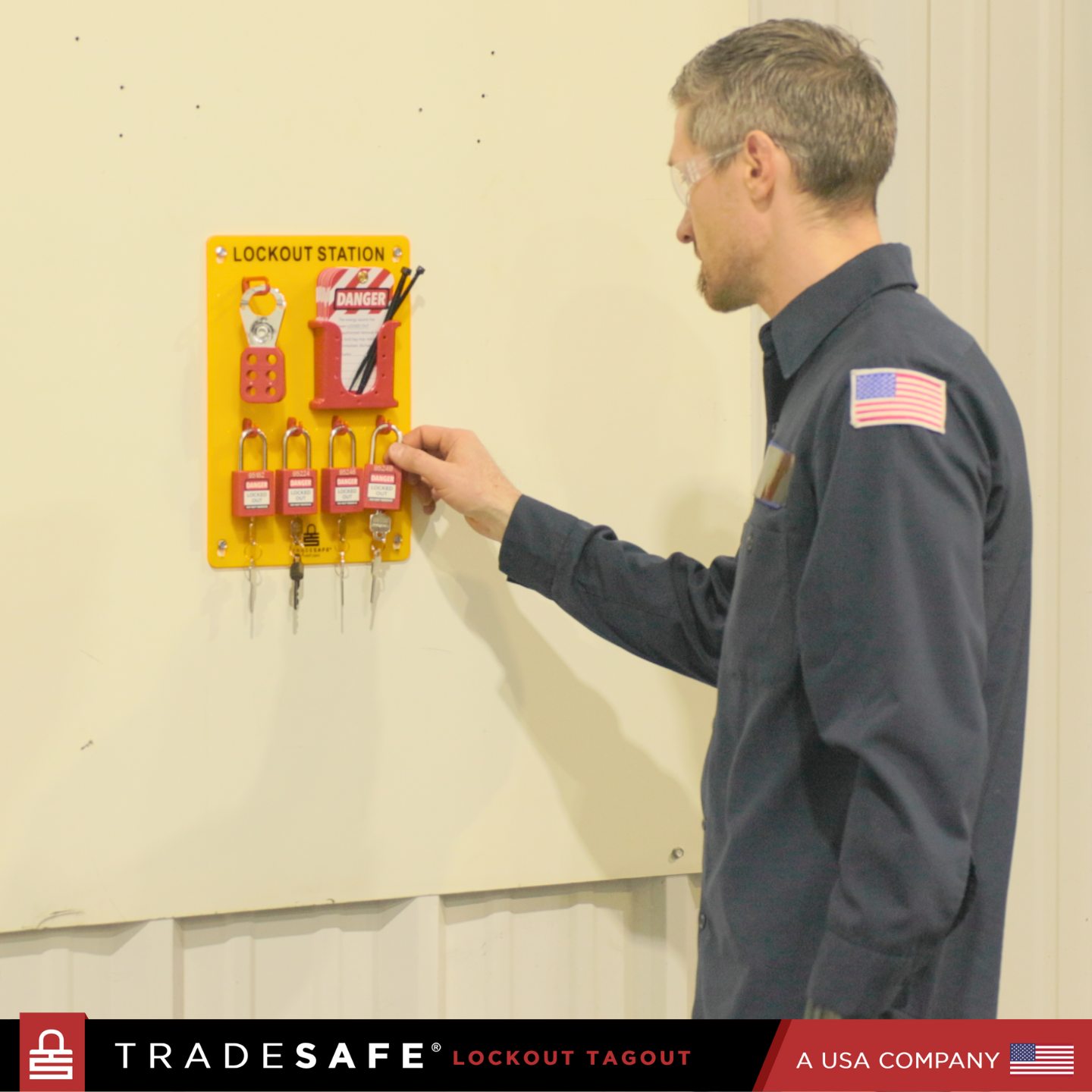 lockout tagout station board wall-mounted