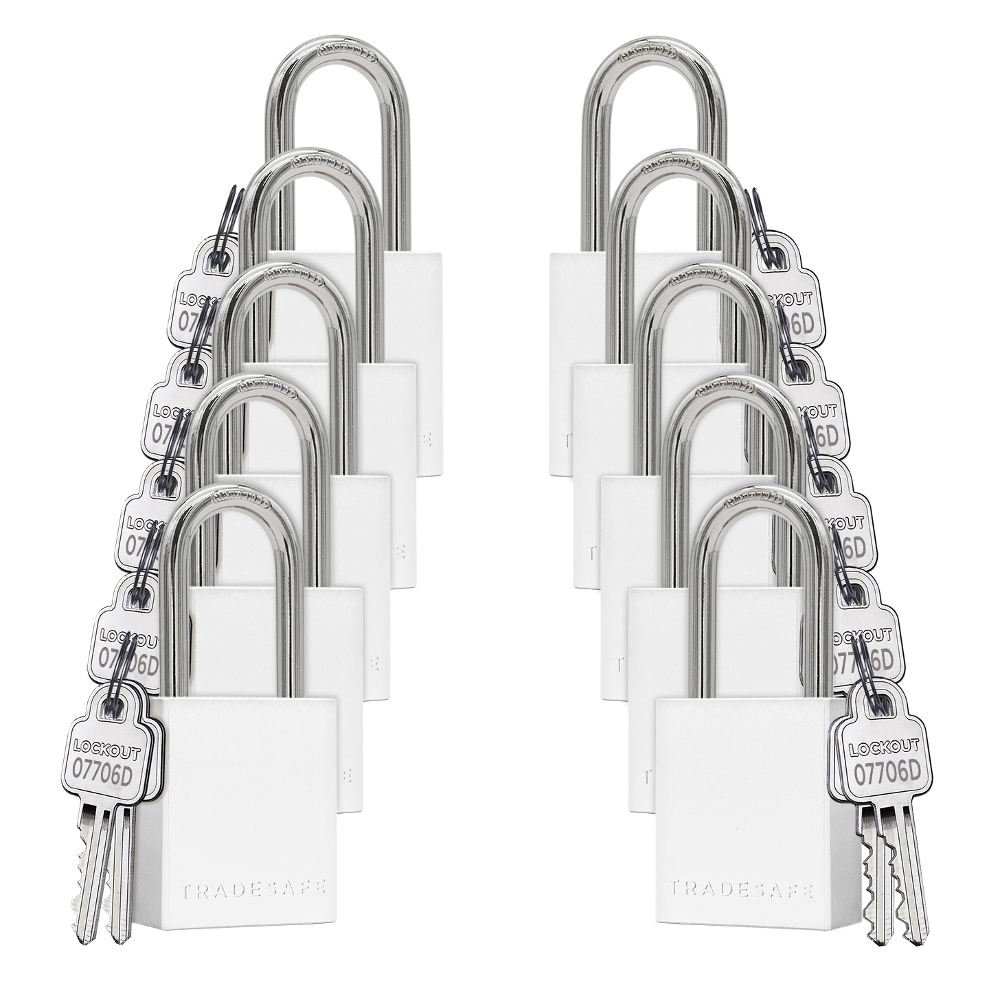 Silver Keyed Alike Aluminum Padlock - 2 Keys - 10 Pack | TRADESAFE