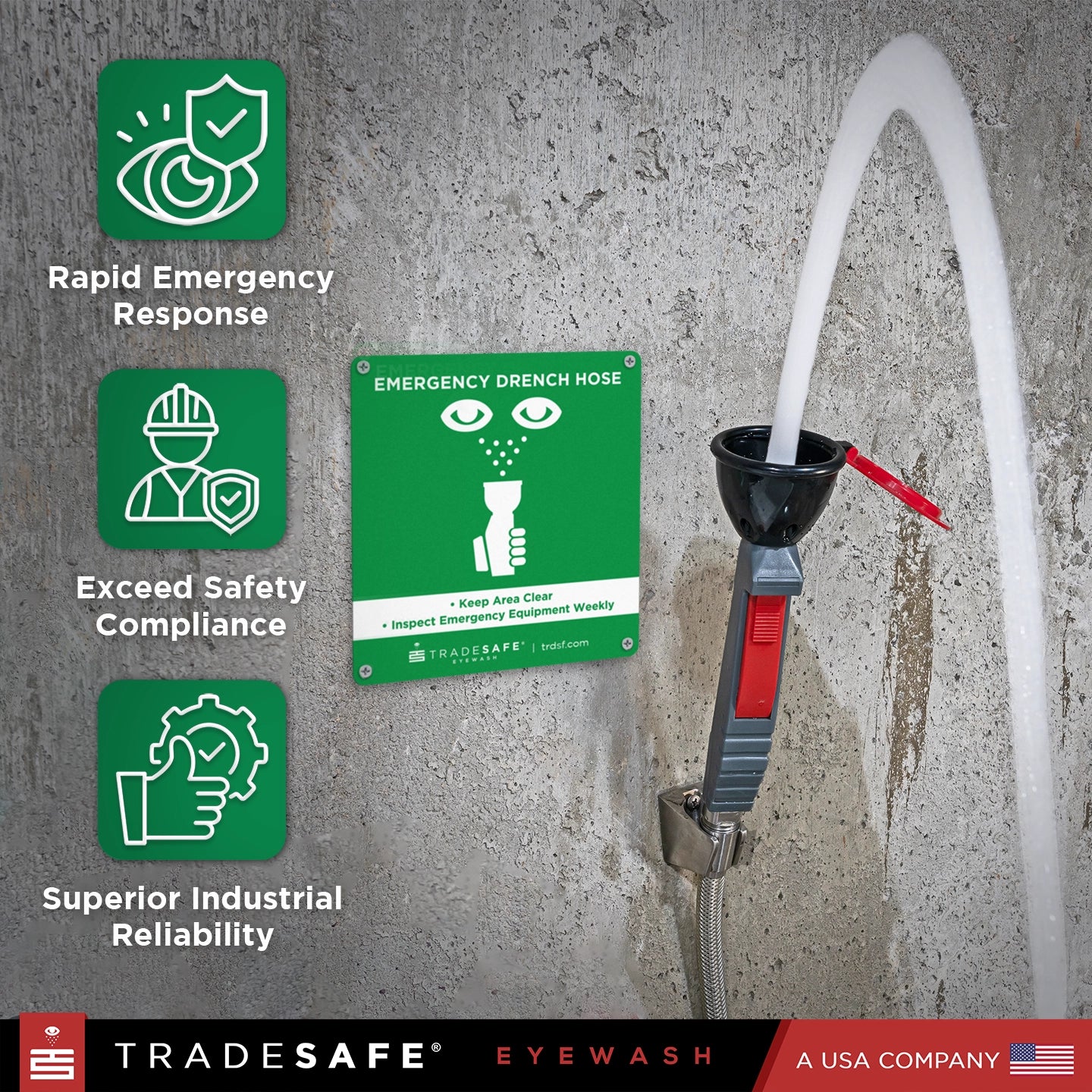 emergency drench hose features