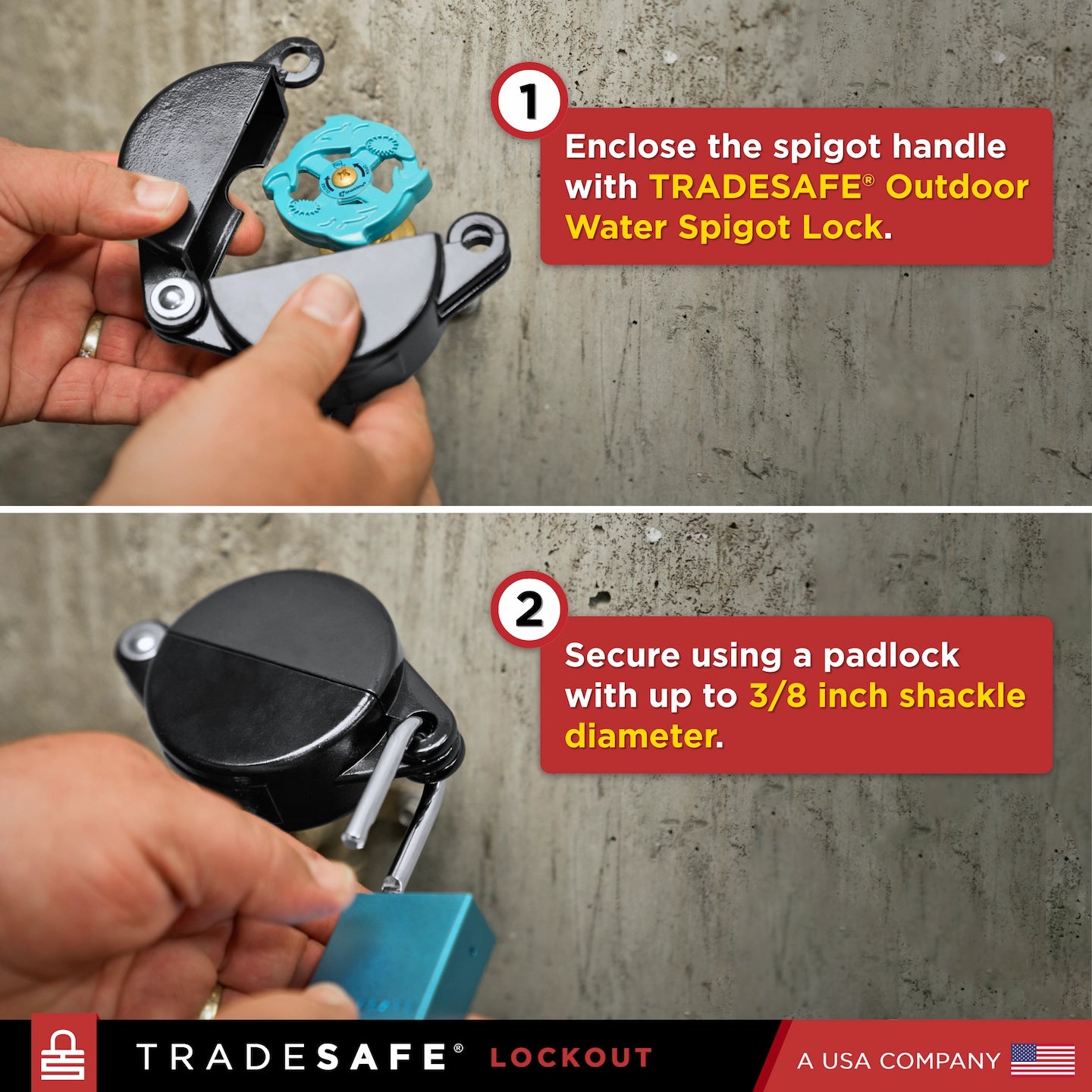 steps on installation of metal outdoor spigot lock