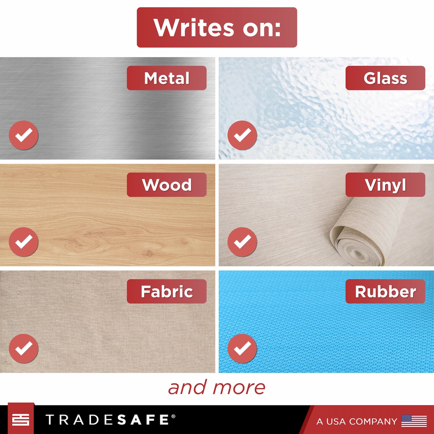 grease pencil marks on different surfaces like metal glass wood vinyl fabric rubber