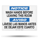 wash hands sign - bilingual restroom sign