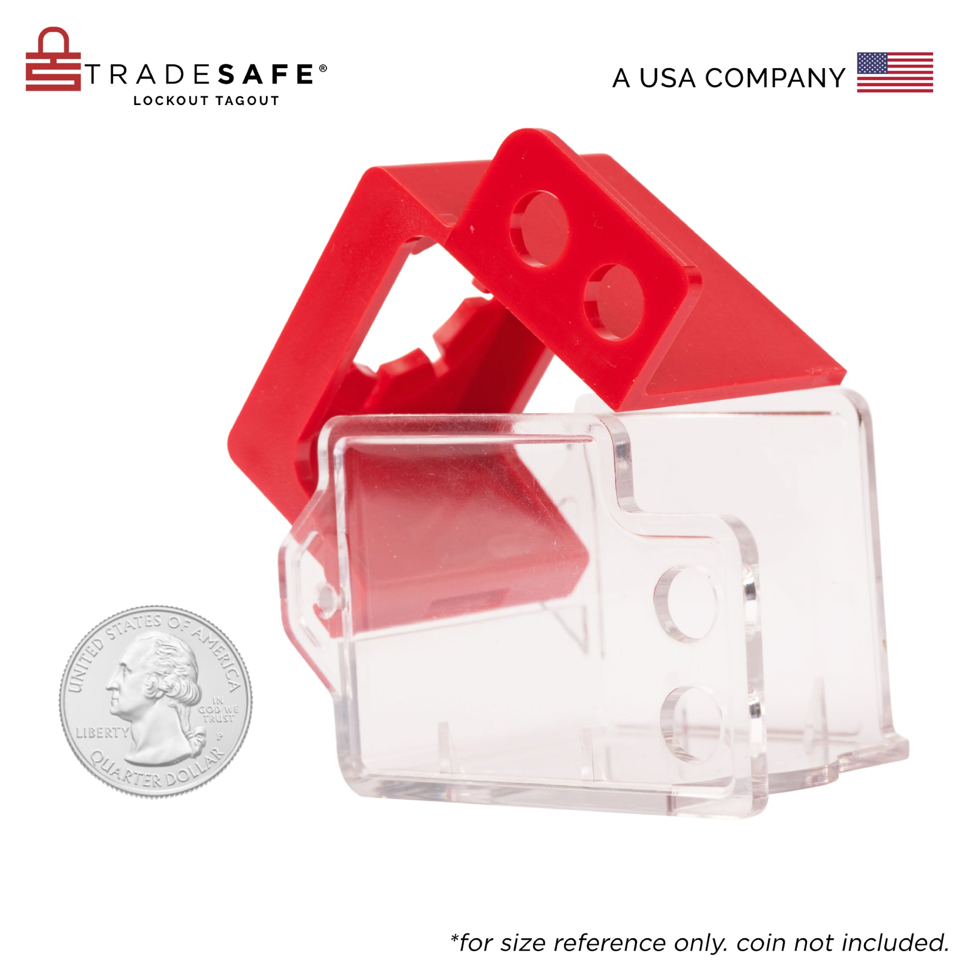 eye level view of push button cover size reference with coin