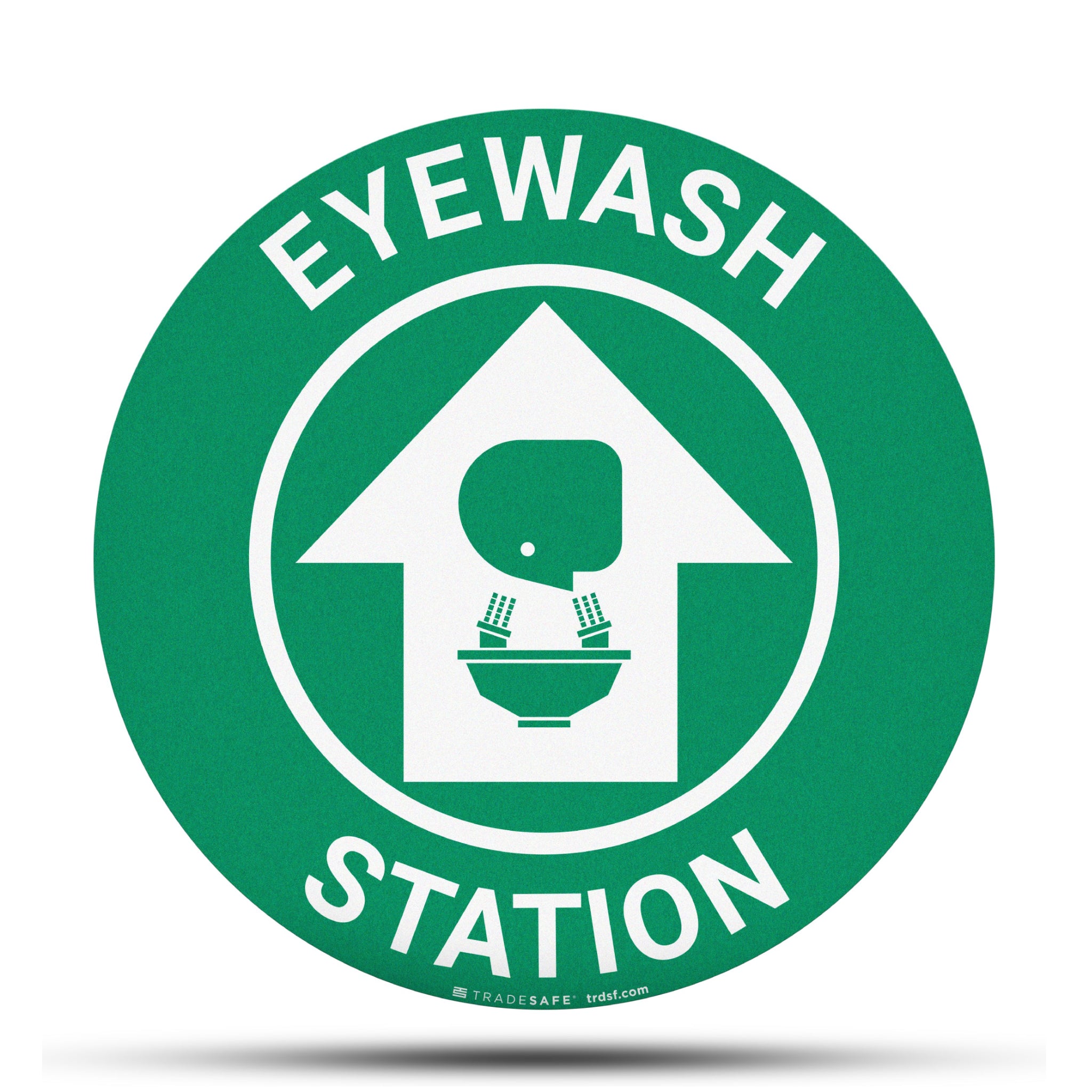 TRADESAFE Eye Wash Station Anti-Slip Floor Sticker - Emergency Eyewash Station Sign, Peel and Stick Adhesive Vinyl Sign, ANSI-Compliant, 17”