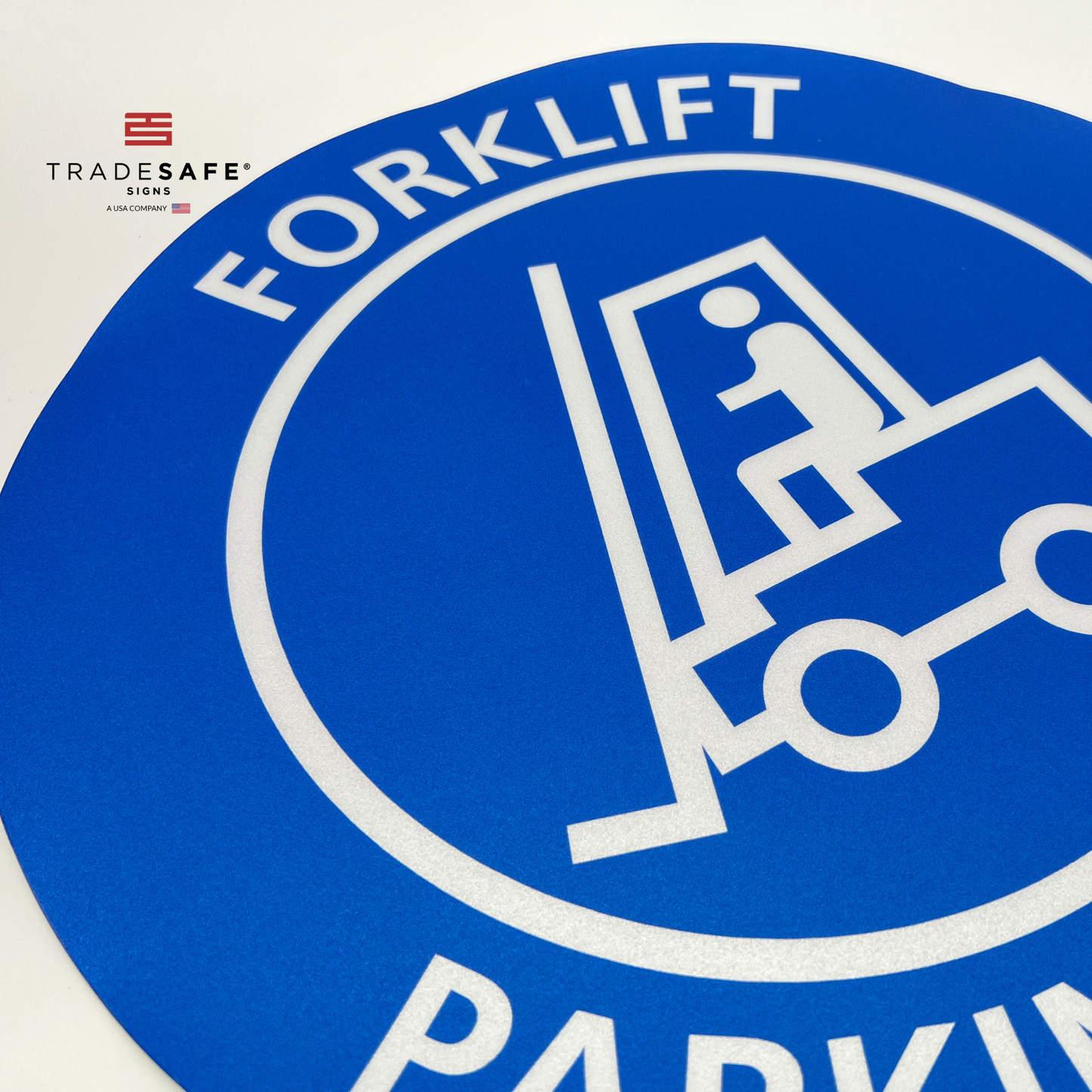 close-up of forklift parking area sign