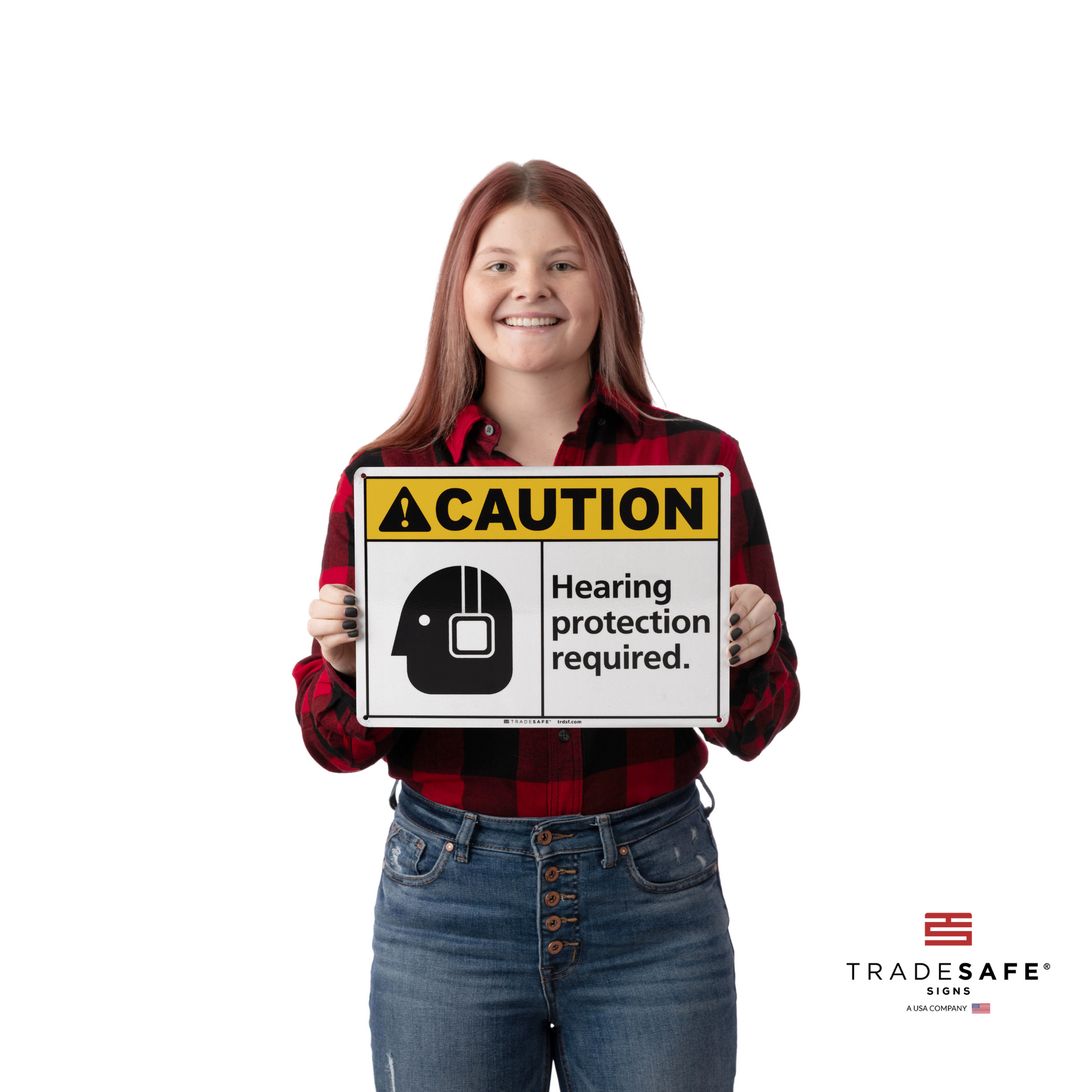 a person holding the caution sign