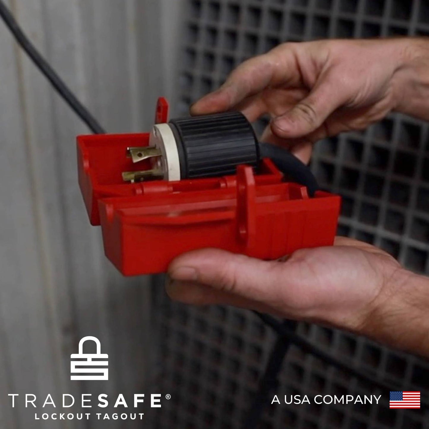 a plug being inserted in an opened plug lockout