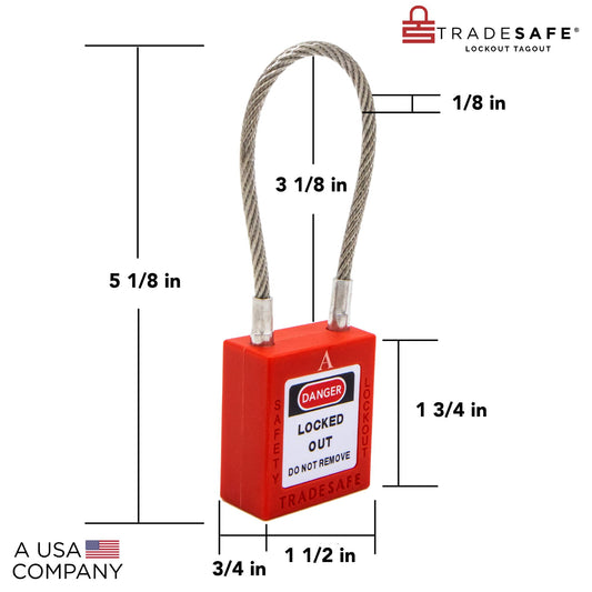 lockout cable padlocks dimensions
