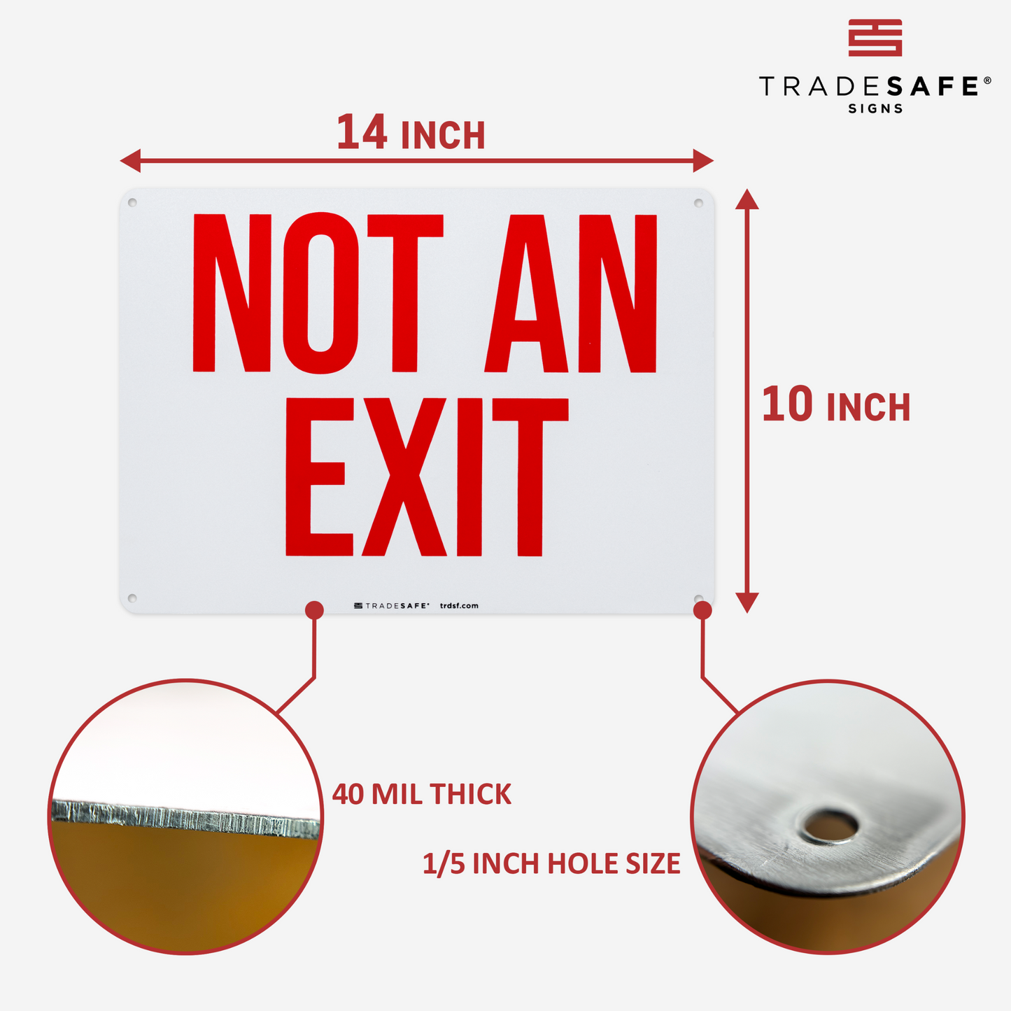dimensions of not an exit sign