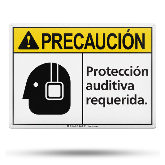 hearing protection required sign in spanish
