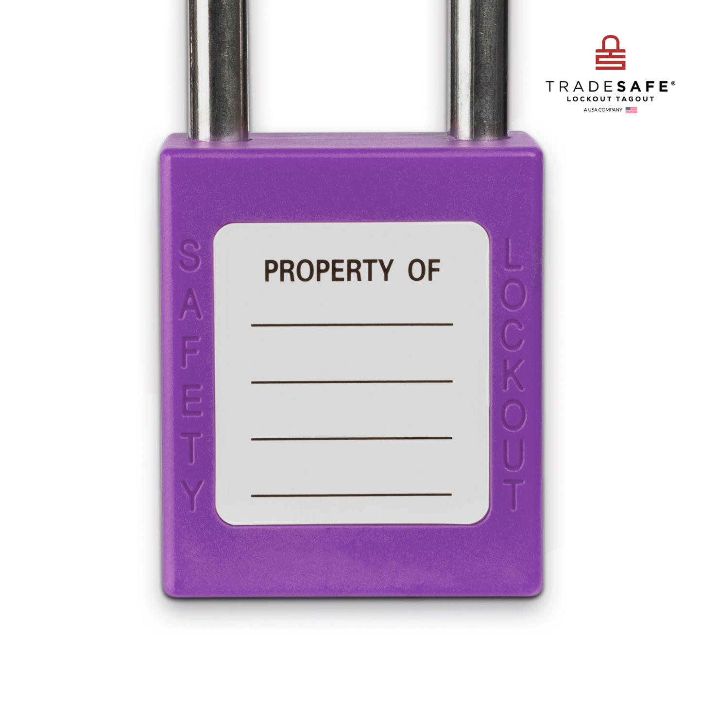 close-up view of the writable area at the back of the purple loto padlock's body