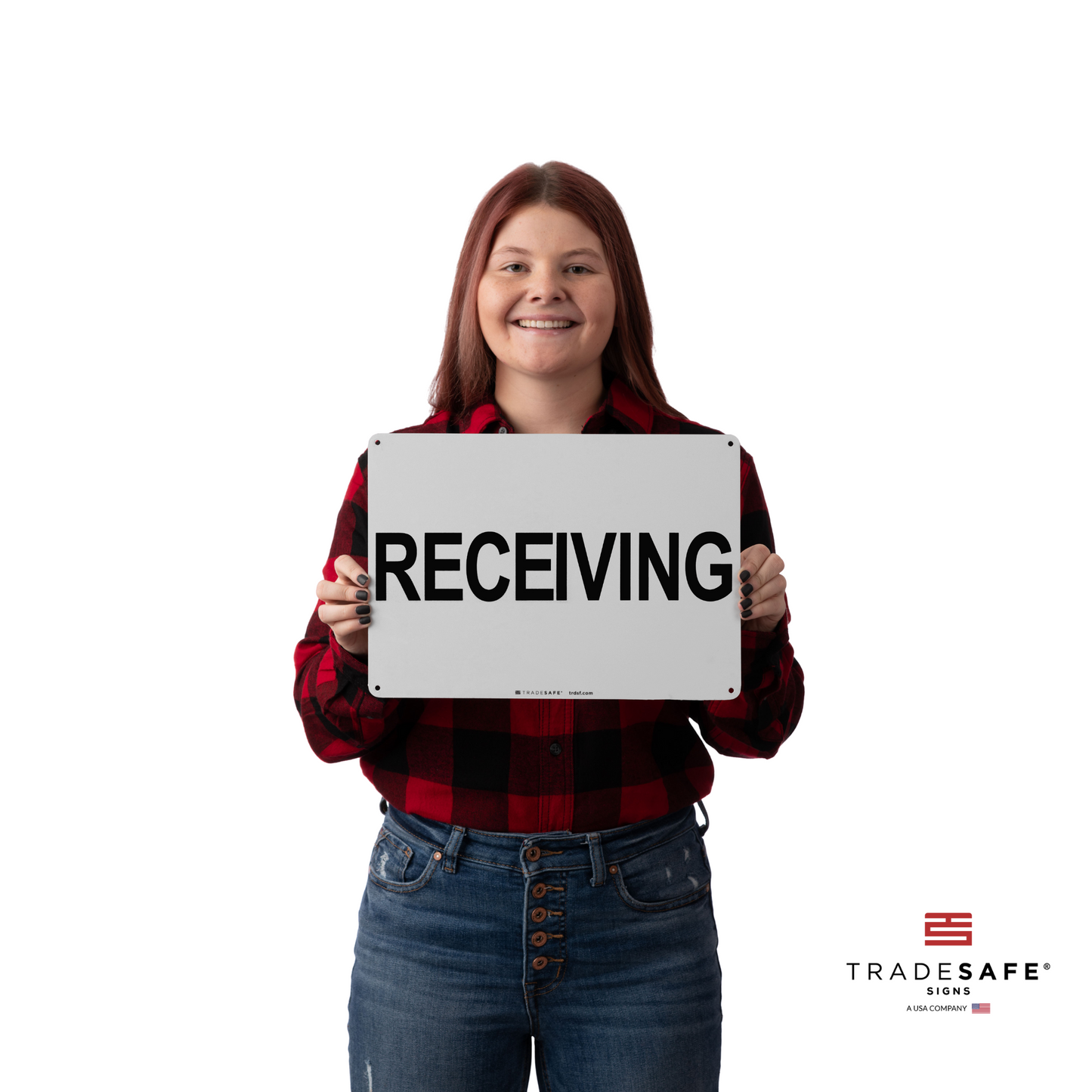 a person holding the receiving sign