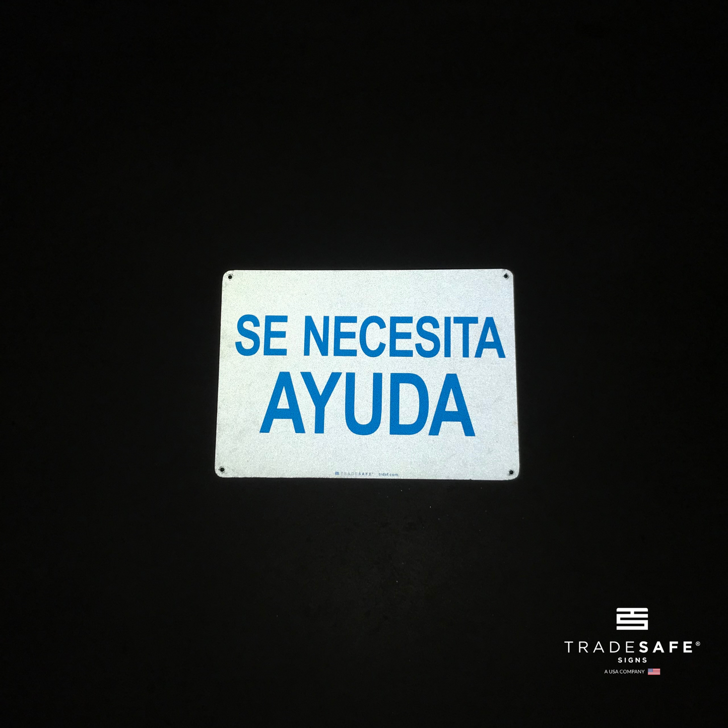 reflective attribute of facility sign on black background