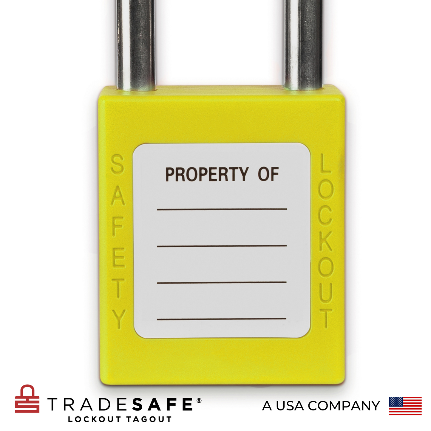 close-up view of the writable area at the back of the yellow loto padlock's body