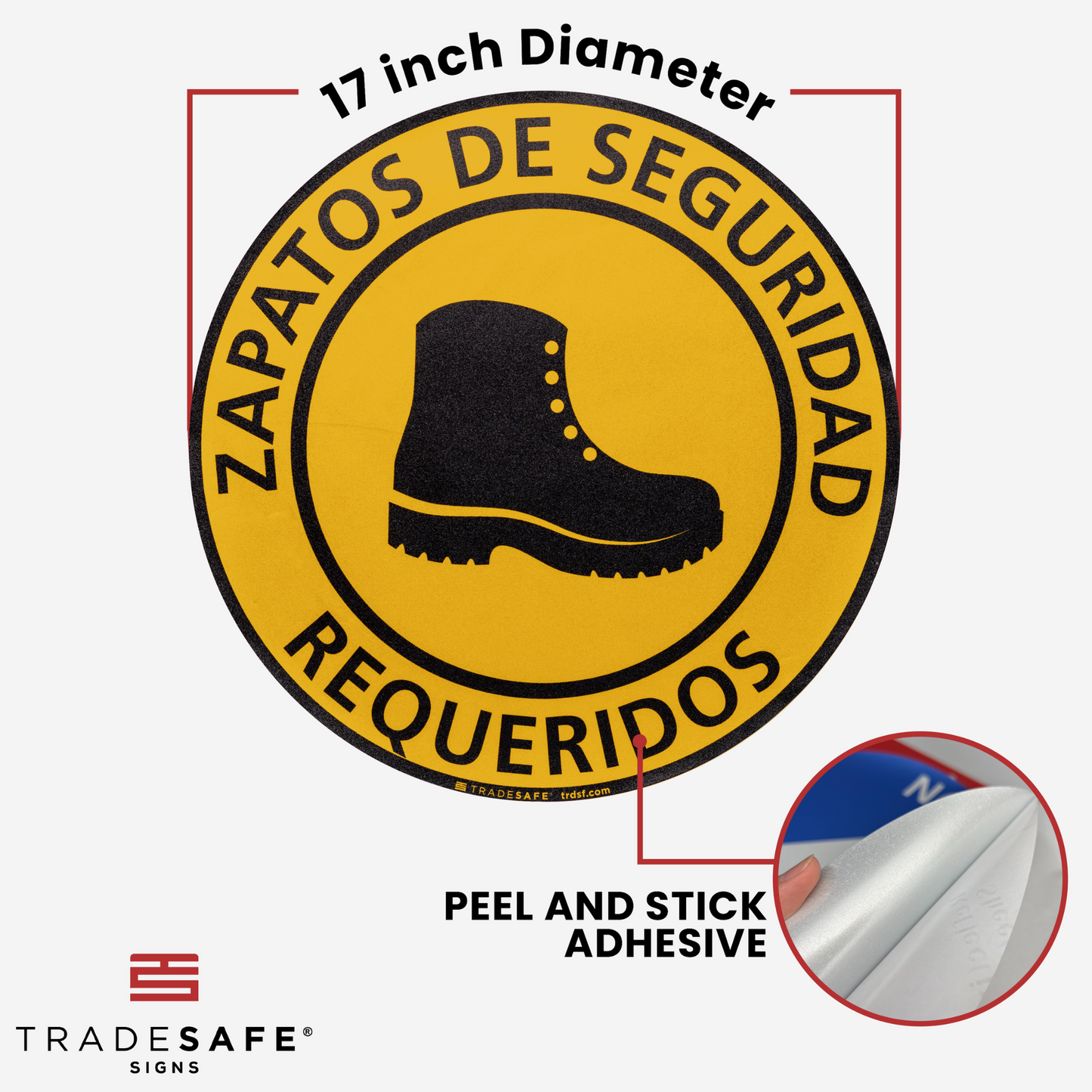 dimensions of "zapatos de seguridad requeridos" sign
