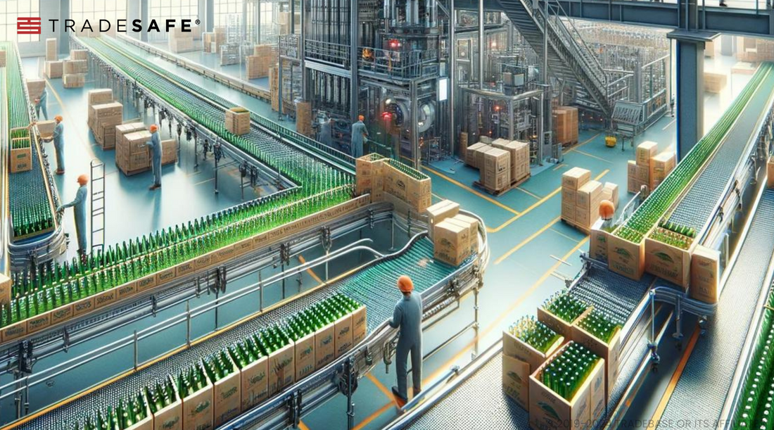 manufacturing process in a beverage bottling factory