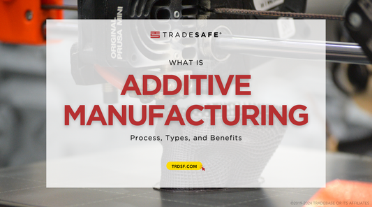 additive manufacturing process shown with a 3D printer creating an object