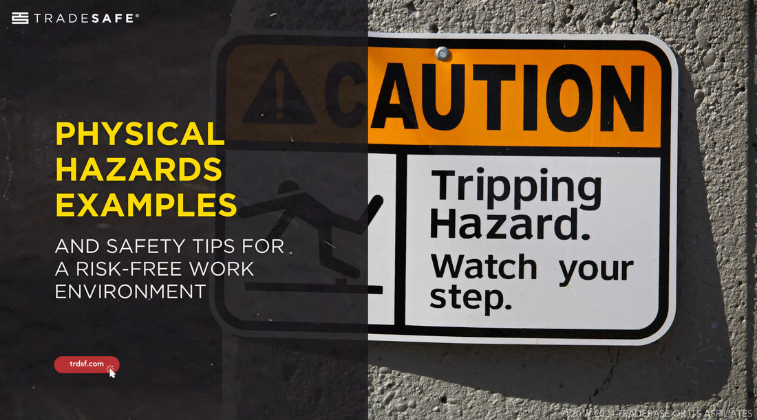 tripping hazard warning sign mounted on a concrete wall