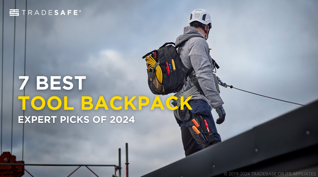 worker wearing a tool backpack on job site