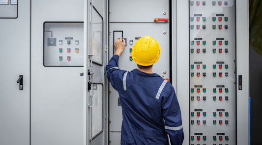 man working on electrical switches types