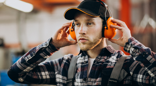 worker wearing industrial headset