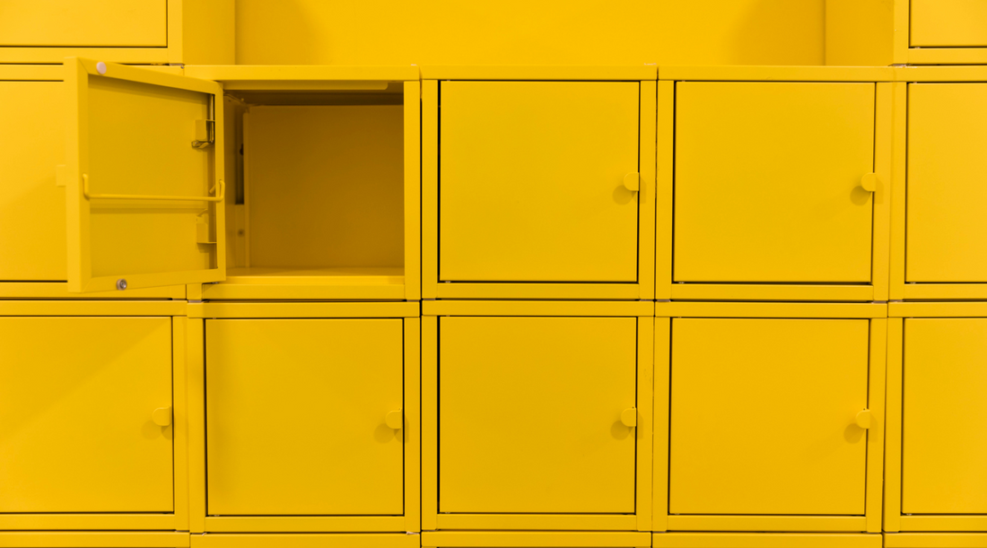 photo of yellow lockers