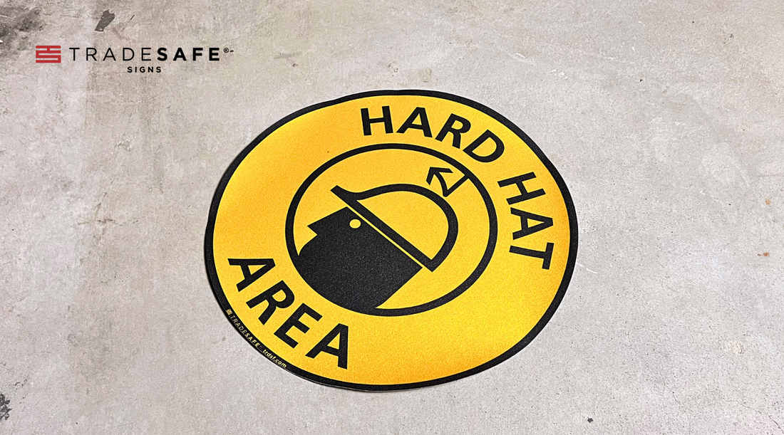 hard hat area floor sign