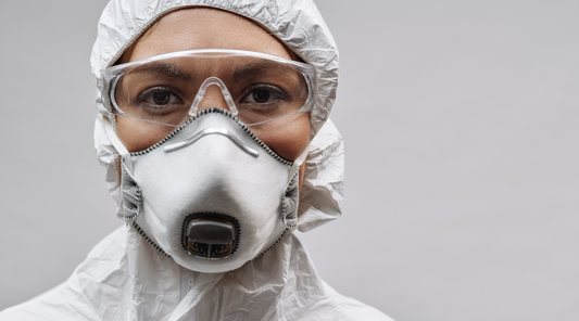 worker wearing respirator