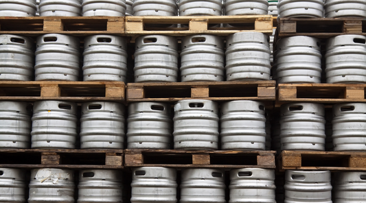 rows of chemical containers on pallets