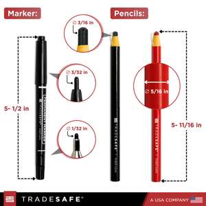 Comparison of marker and pencil dimensions