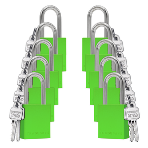 ten pieces green padlocks keyed different