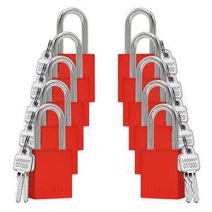 ten pieces red padlocks keyed different