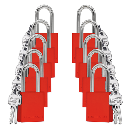 ten pieces red padlocks keyed different