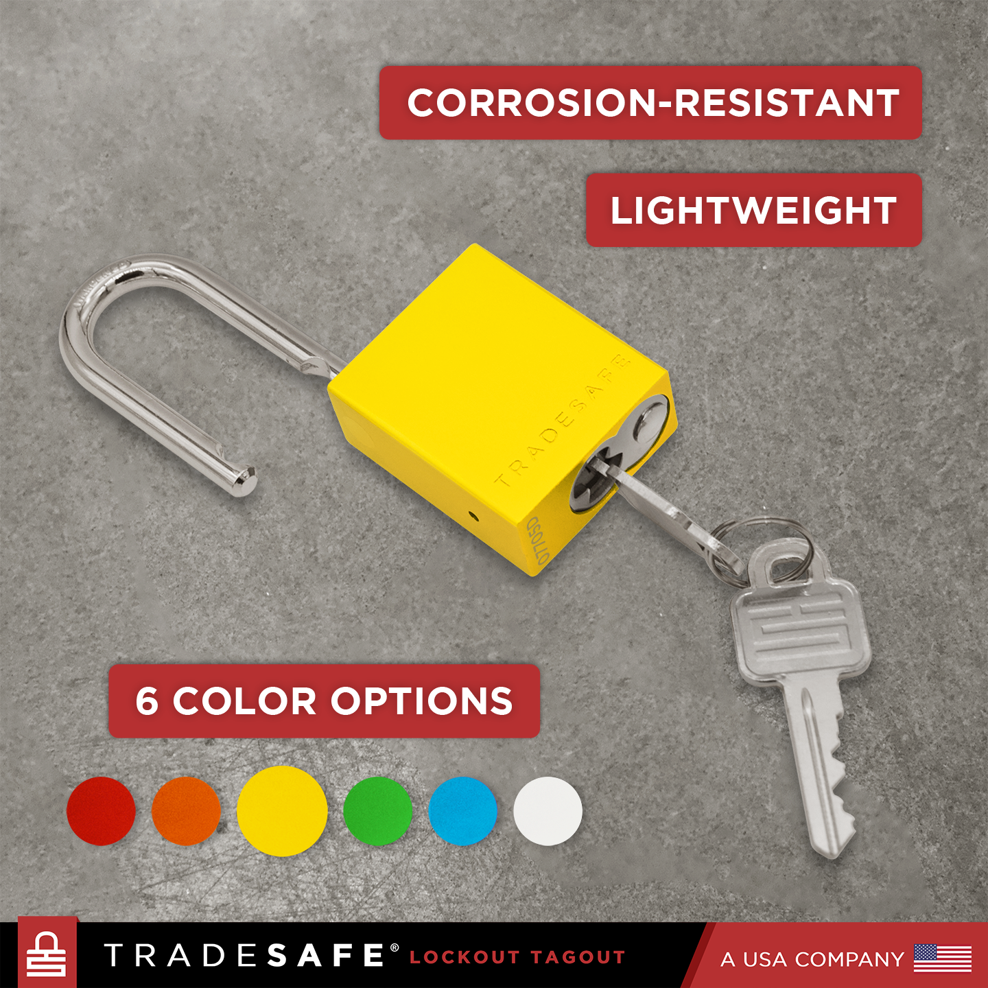 corrosion-resistant yellow padlock keyed alike