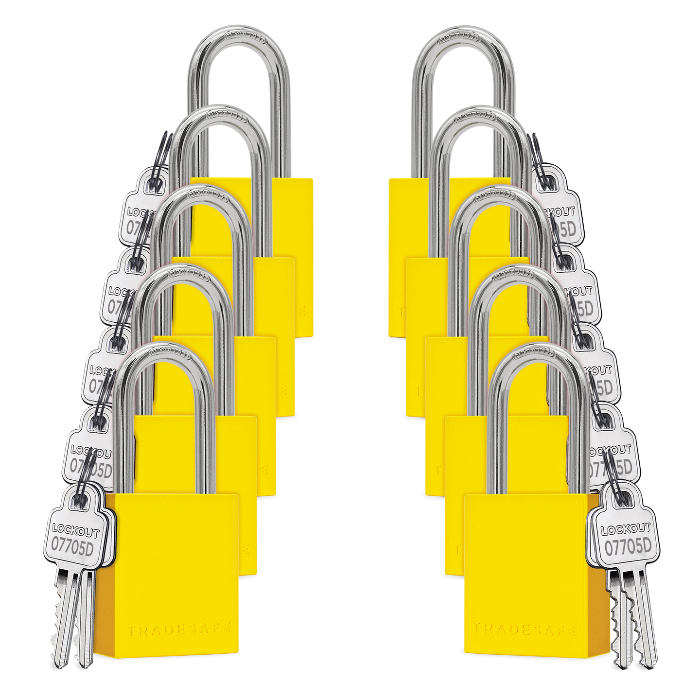 ten pieces yellow padlocks with same key