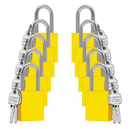 ten pieces yellow padlocks with same key